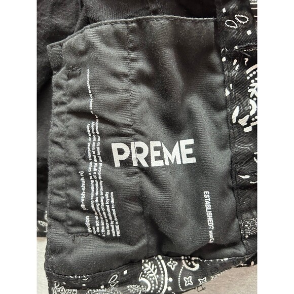 Preme Black Red Printed Jacket Heavy Denim Size M (9-03m) - Picture 5 of 12